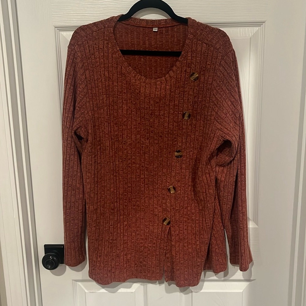 Burnt orangish reddish sweater from Amazon